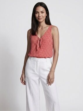 Maeve Coral Tie-Front V-Neck Camisole